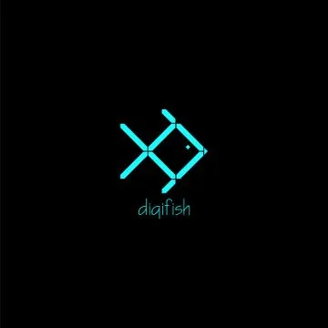 Blue digital fish logo vector design Иллюстрация