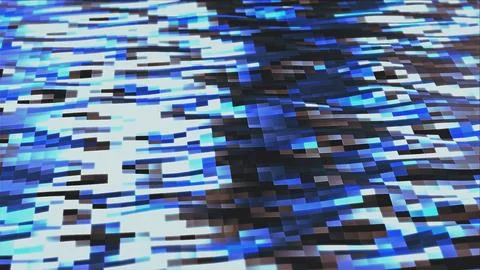 Blue Digital Glitch Pixelated Abstract Texture Stock Illustration