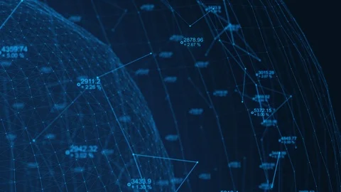 Blue Digital Globe animation. Data analytic statistics. Particle Connections 스톡 동영상 124101610