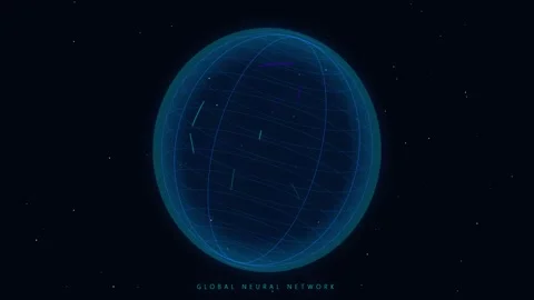Blue digital globe with network lines rotating on black background Stock Footage 340666957