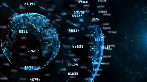 Blue Digital Globe WIth Numbers Stock Footage 169755645