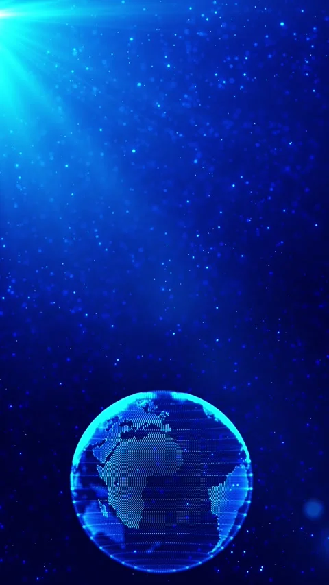 Blue digital globe particle background glowing earth sphere, starry data field, Stock Footage 340525701