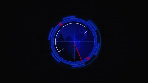 Blue digital globe with radar interface and navigation elements, Animated e.. Stock Footage 332664028