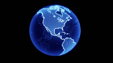 Blue digital globe rotation background video Stock Footage 205364608