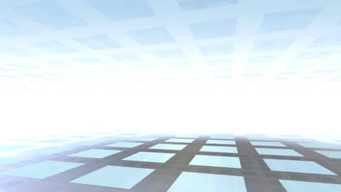 Blue digital grid animation moving through high tech cyber space Video stock 335955918