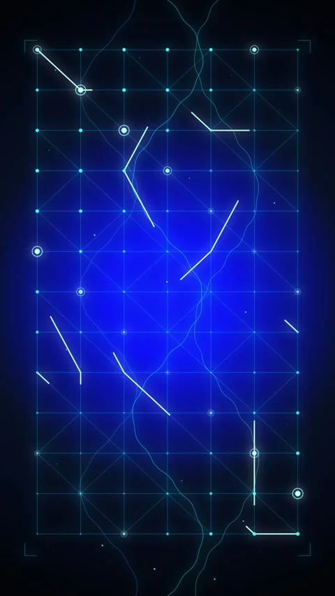 Blue digital grid motion graphic featuring glowing circuit lines and tech data Stock Footage 346736869