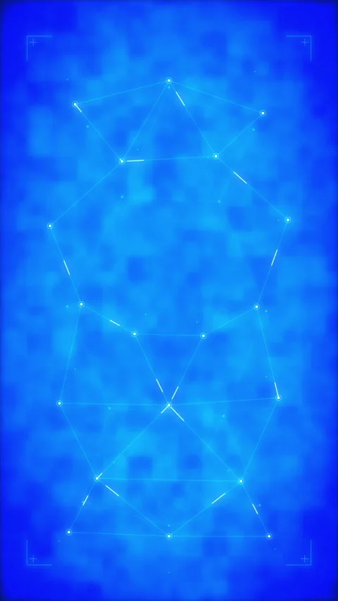 Blue digital grid network, geometric lines, node connection, tech data, cyb.. Stock Footage 348325462