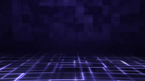 Blue Digital Grid Stage with Glowing Lines and Dark Background Stock Footage 319826520