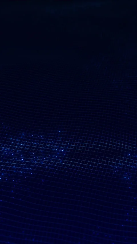 Blue digital grid wave glowing particles, mesh floor, and smooth data landscape Stock Footage 340564465