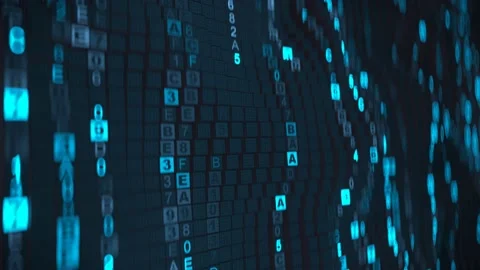 Blue digital HEX code rain seamless loop 3D render animation Stock Footage 160887043