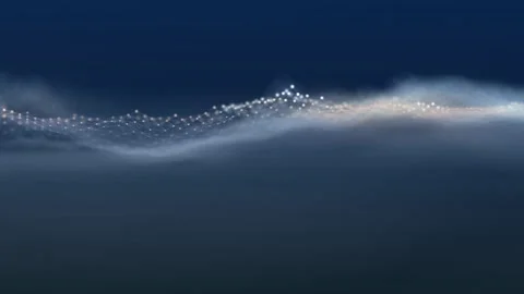 Blue digital hi-tech abstract plexus wave background moving in 4k Video stock 131575893