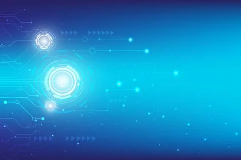 Blue Digital hitech technology with gearwheel and network lines background 스톡 일러스트