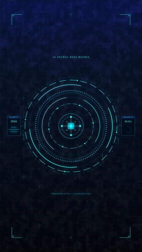 Blue digital hud circular interface scan with neon lights, data tracking, n.. Stock Footage 348325492