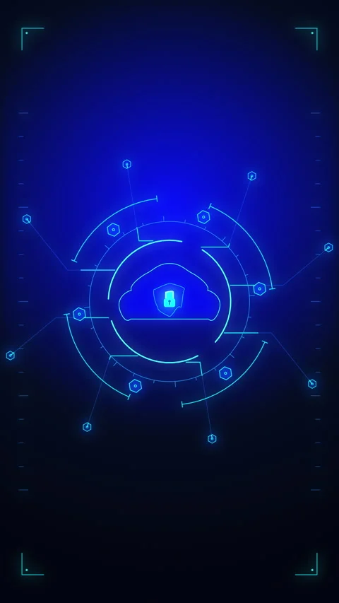 Blue digital hud interface circle hologram, high tech scanner Stock Footage 348325523