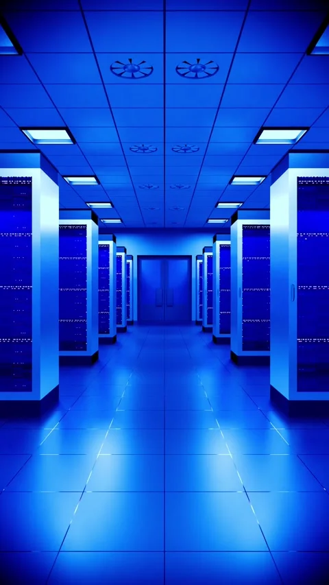 Blue Digital Infrastructure and Cloud Computing Center Stock Footage 329958619