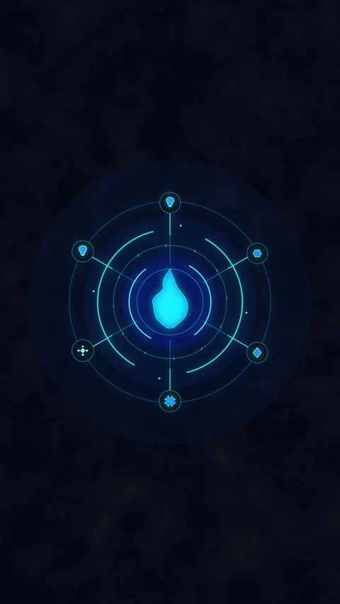 Blue digital interface HUD animation, glowing circular scanner, tech data r.. Stock Footage 348325615