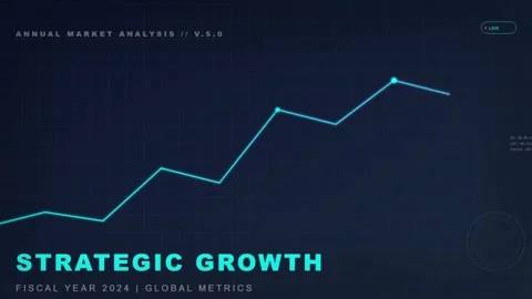 Blue Digital Interface Showing Fiscal Year 2024 Market Growth Illustration 스톡 동영상 333051577