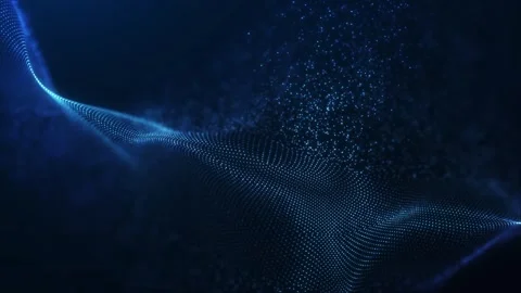 Blue digital intro wave with abstract minimal energy flow on dark backgroun.. Видео 330877527