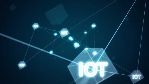 Blue digital IOT icon and futuristic cube Meta verse abstract background concept Video stock 176673147