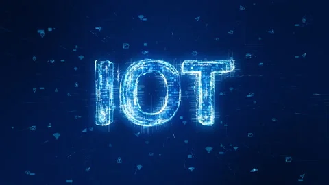 Blue digital IOT (Internet of things) logo with futuristic technology icon Stock Footage 159005800