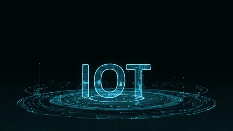 Blue digital IOT logo with particle ring circle rotation with ai technology Stock Footage 257514829