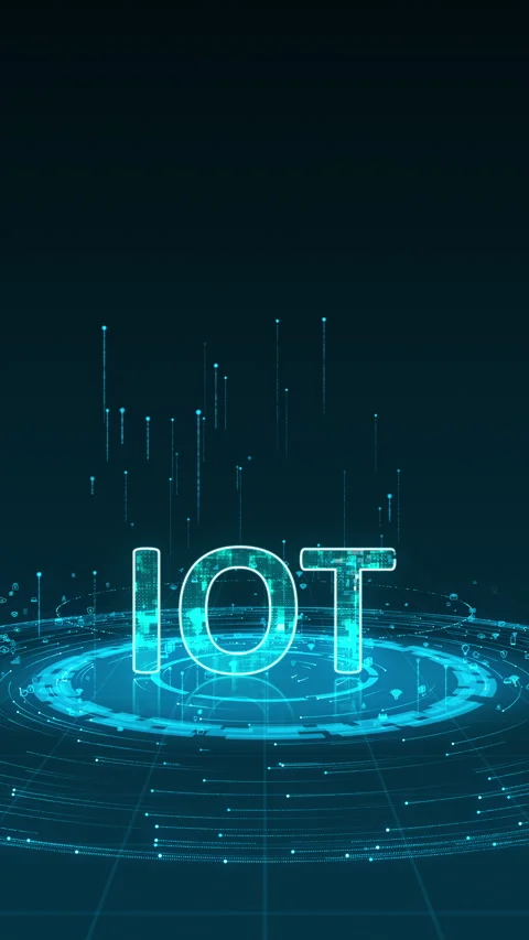 Blue digital IOT logo with particle ring circle rotation with ai technology Stock-Footage 285872226