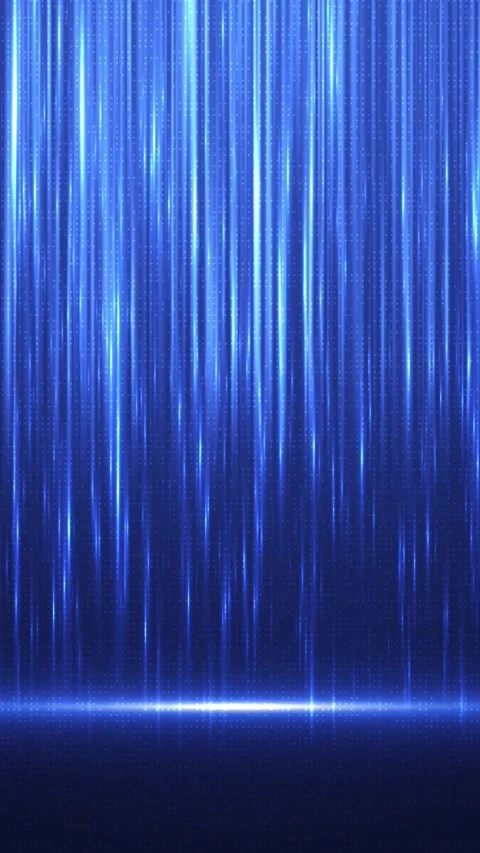 Blue digital light rain background with vertical glowing streaks, code dots, bri Stock Footage 340554922