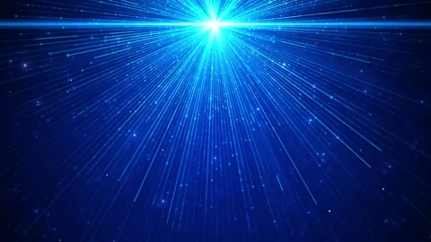 Blue digital light rays background bright top flare, falling line particles, and Stock Footage 340418677