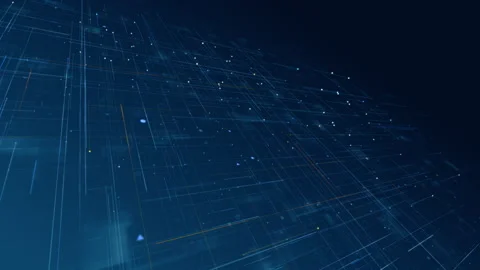 Blue digital line and grid perspective technology Stock Footage 243816165