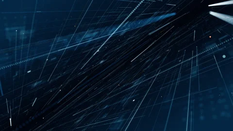 Blue digital line and grid data matrix simulation perspective technology Stock Footage 243896309