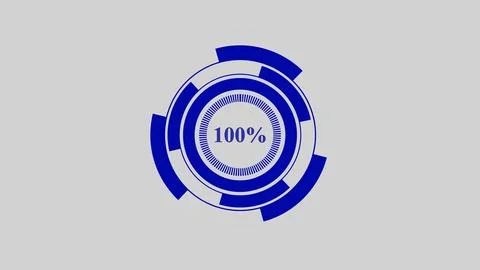 Blue digital loading progress bar interface with 100 percent complete displ.. Stock Illustration