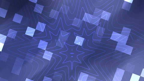Blue digital mandala overlay with floating square pixel particles Stock Footage 345464245