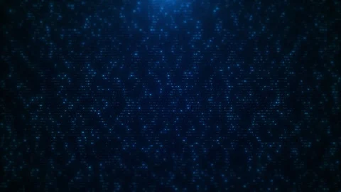 Blue digital matrix dot background glowing particles, dark data texture, abstrac Stock Footage 340410389
