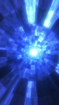 Blue Digital Matrix Tunnel Sci-Fi Cyber Texture Background Loop Stock Illustration