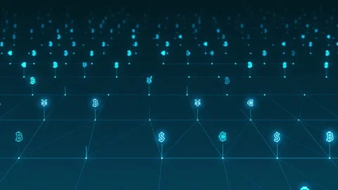 Blue digital money icon network connection futuristic technology background Stock Footage 157802419
