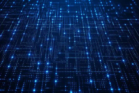 Blue digital network background with glowing dots and connecting lines for .. Stock Illustration