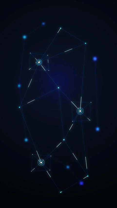 Blue digital network constellation motion graphic on dark background Stock Footage 346637972