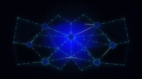 Blue digital network, light dots, data connection, nodes, tech, web, abstra.. Stock Footage 348325829