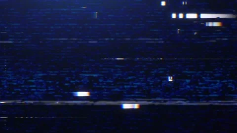 Blue Digital Noise Screen with Glitch Distortion Cyberpunk Retro Futuristic Stock Footage 342781704