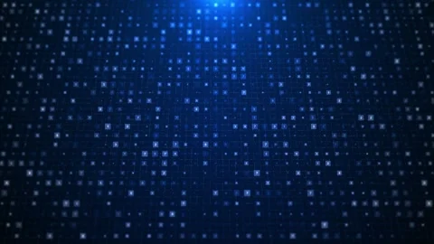 Blue digital number matrix background with glowing squares, dotted grid, Stock Footage 333977792
