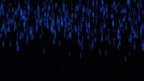 Blue Digital Number Security Flickering Fall Down Gravity Moving Animation Stock Footage 98768183