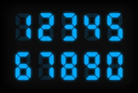 Blue digital numbers on light background. Electronic figures. Light green Stock Illustration