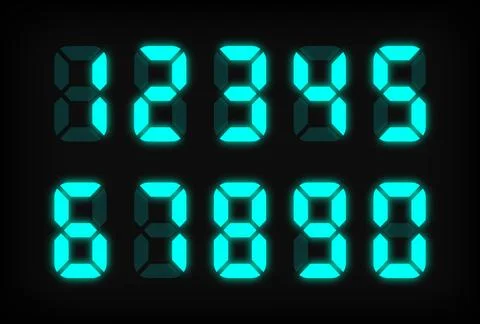 Blue digital numbers on light background. Electronic figures. Light green Stock Illustration