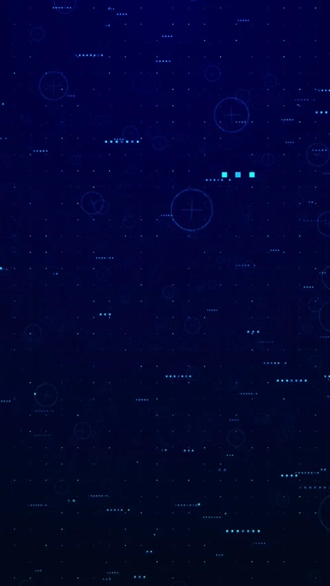 Blue digital particle HUD background dotted matrix, circular targets, tiny data Stock Footage 340570831