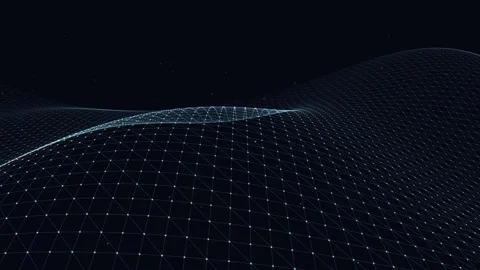 Blue digital particle wave on dark background. 4K Video stock 342688082