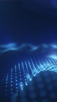 Blue digital particle wave with glowing dots, soft depth of field, and futu.. Stock Illustration
