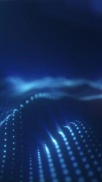 Blue digital particle wave with glowing dots, soft depth of field, and futuri Stock Illustration