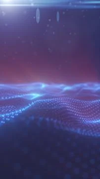 Blue digital particle wave landscape with soft lens flare and futuristic da.. イラスト素材