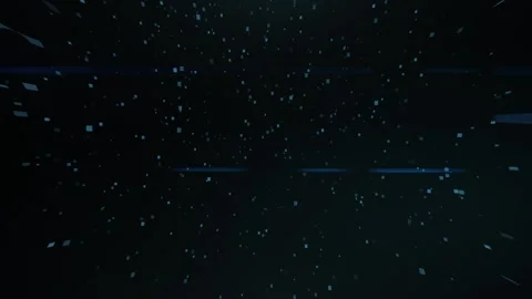 Blue digital particles flying through space forming a futuristic data tunnel Stockbeeldmateriaal 331032010