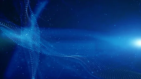 Blue digital particles wave and line network connection concept. motion abstr Stock Footage 109254670